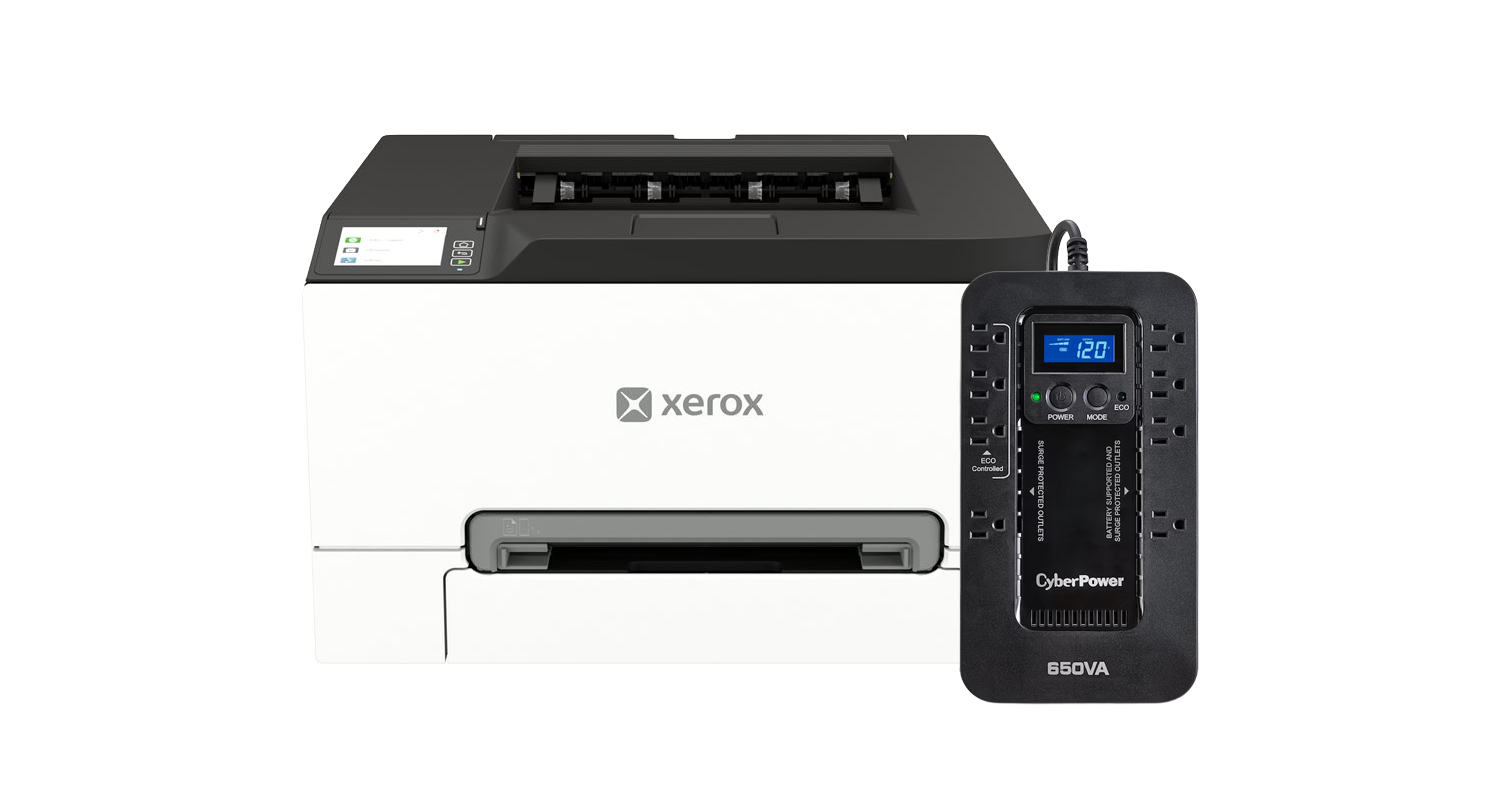 Xerox Color Laser Printer, MPN: 100S14863 and CyberPower 650VA UPS, MPN: EC650LCD