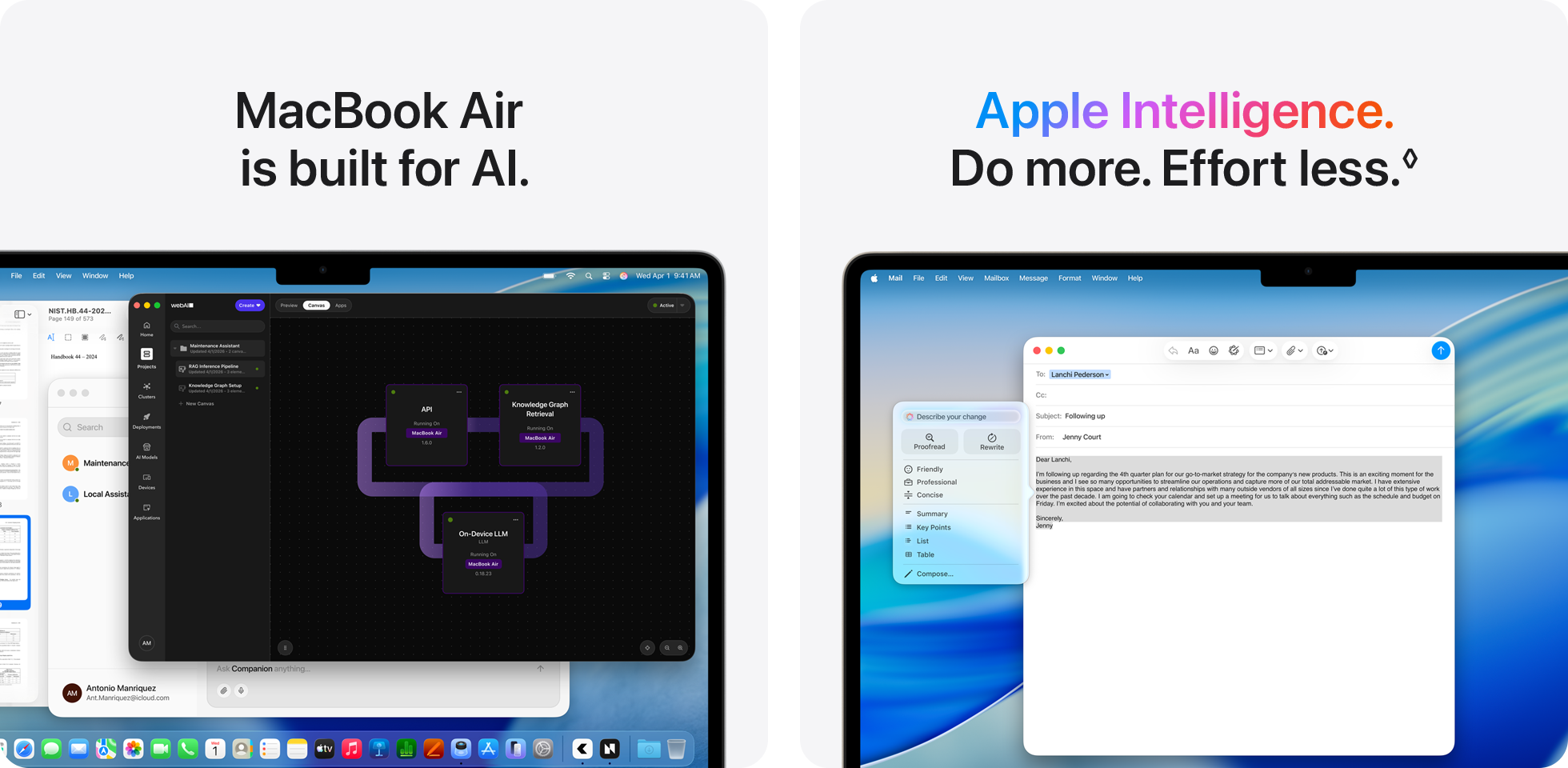 MacBook Air is built for AI.  Apple Intelligence.  Do more. Effort less.&loz;