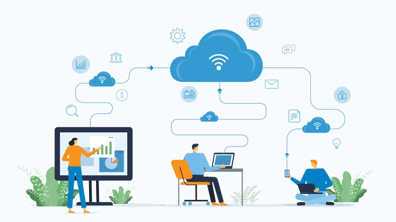 Diagram showing a simplified cloud networking model